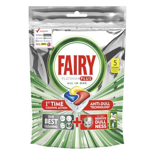 Капсулы Для Посудомоечной Машины Fairy Platinum Plus Все-В-Одном Лимон 5 шт. в Фикс Прайс