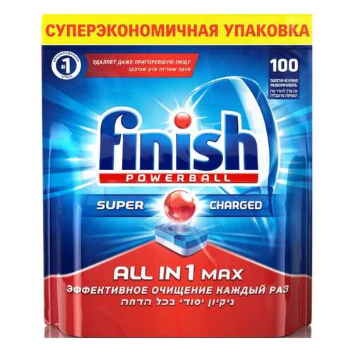 Таблетки для посудомоечной машины Finish all in 1 max super charged 100 штук в Фикс Прайс