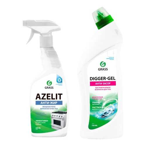 Grass средство д/кухни Azelit Анти-жир 600 мл + Гель д/чистки труб Digger-Gel 750 мл в Фикс Прайс