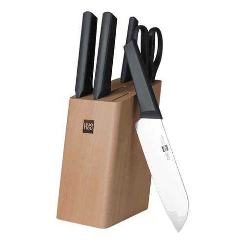 Набор ножей Xiaomi Huo Hou Fire Kitchen Steel Knife Set с подставкой (6 предметов) в Фикс Прайс