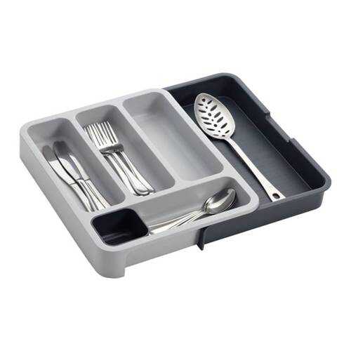 Раздвижной лоток под столовые приборы Expandable cutlery tray серый в Фикс Прайс